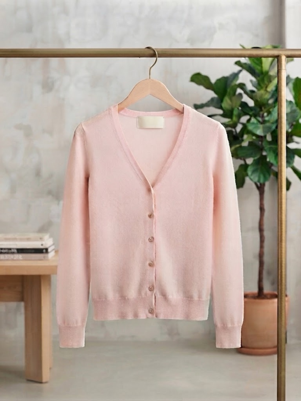 H&M Soft Blush Pink Long Sleeve V Neck Buttoned Down Cardigan